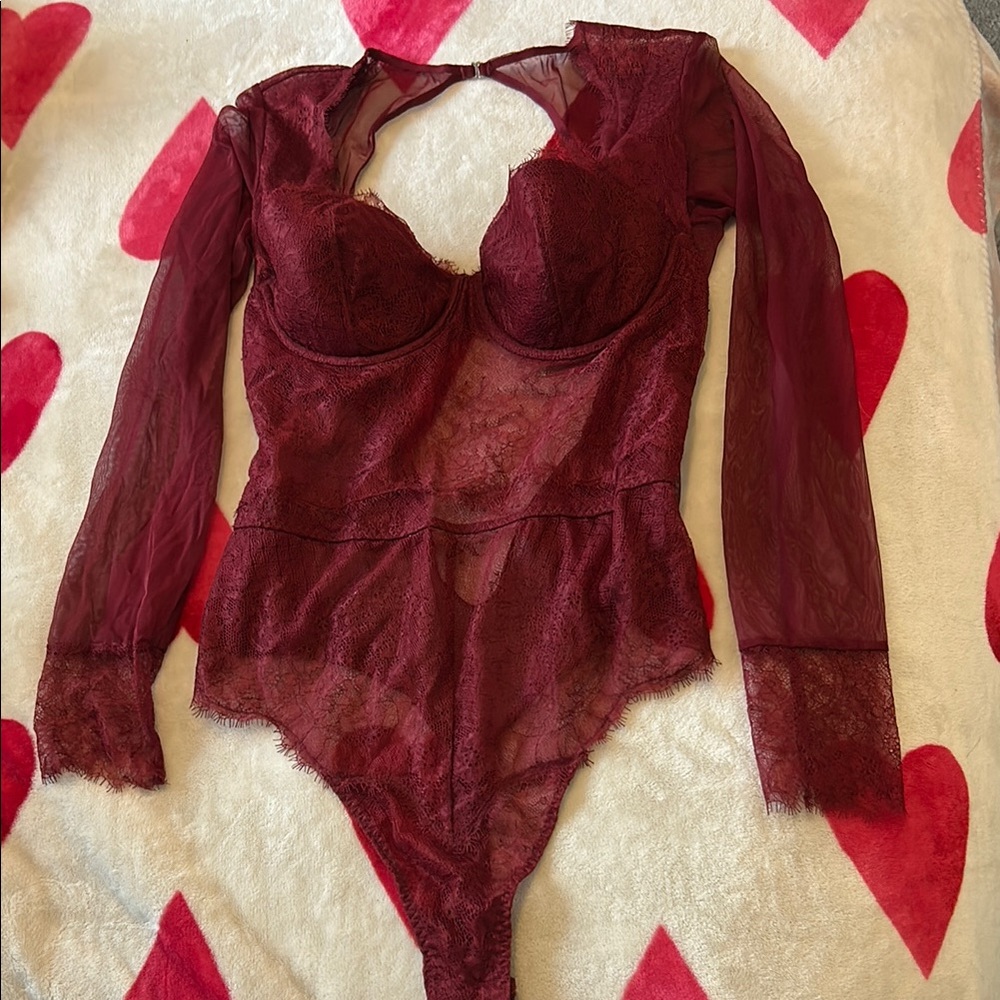 Victoria’s Secret Burgundy Lace Bodysuit
